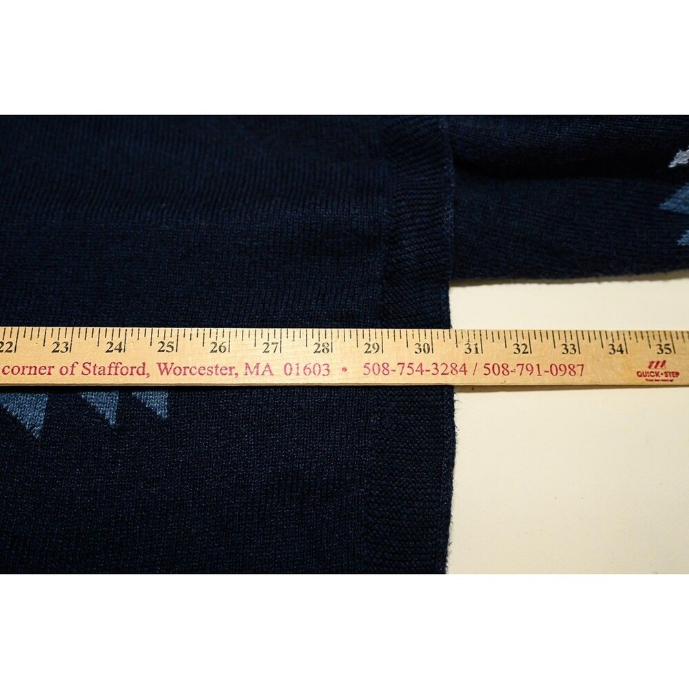 J. Jill Shawl Poncho Sweater M Blue Aztec Southwest Relaxed Casual Oversized - Picture 6 of 7